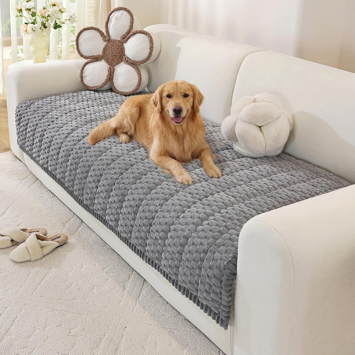 Couch Cover for Dogs, Washable Non Slip Sofa Cover for Pets | Soft Couch Covers for Sofa, Loveseat and Sectional, Furniture Protector Against Pet Hair & Dirt (27.6" x 59", Moss Green)