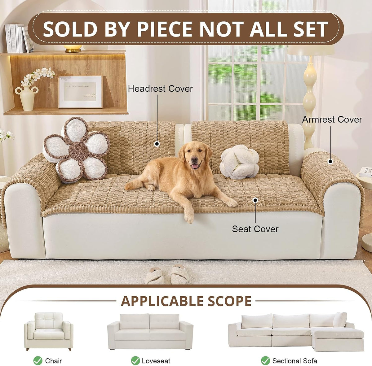 Couch Cover for Dogs, Washable Non Slip Sofa Cover for Pets | Soft Couch Covers for Sofa, Loveseat and Sectional, Furniture Protector Against Pet Hair & Dirt (27.6" x 59", Moss Green)