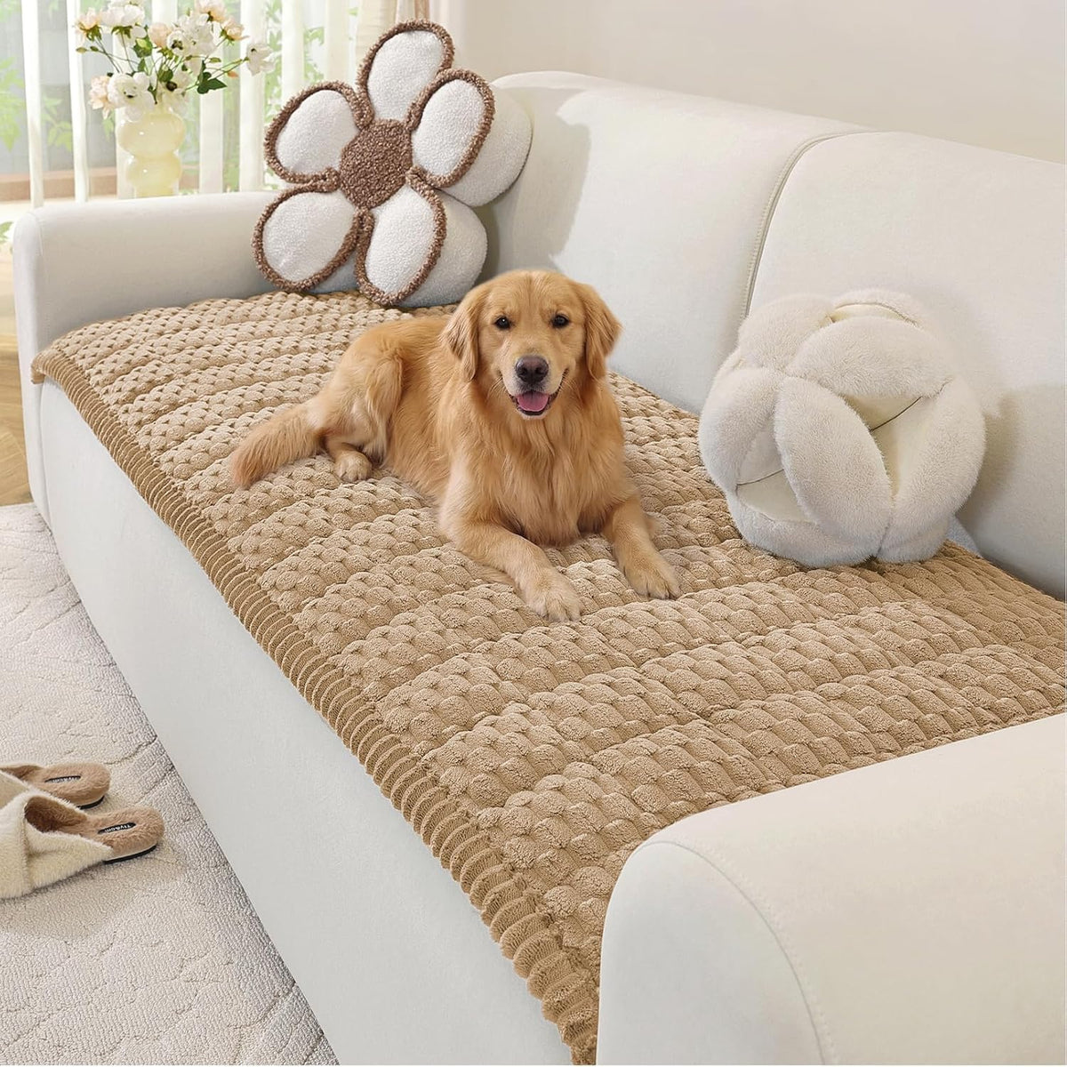Couch Cover for Dogs, Washable Non Slip Sofa Cover for Pets | Soft Couch Covers for Sofa, Loveseat and Sectional, Furniture Protector Against Pet Hair & Dirt (27.6" x 59", Moss Green)