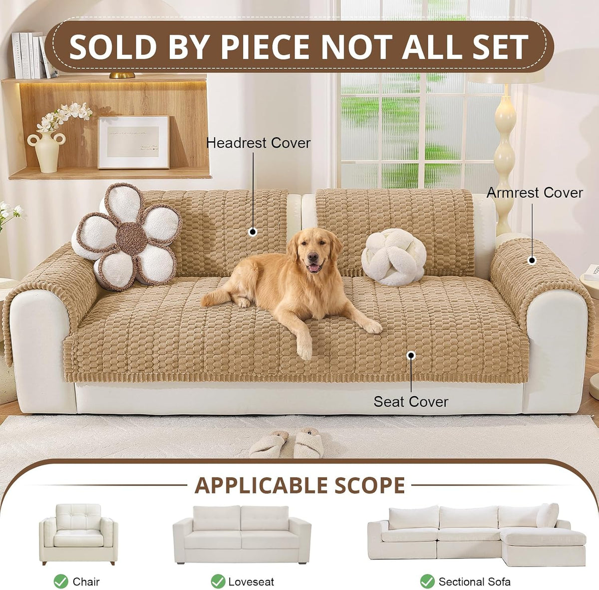 Couch Cover for Dogs, Washable Non Slip Sofa Cover for Pets | Soft Couch Covers for Sofa, Loveseat and Sectional, Furniture Protector Against Pet Hair & Dirt (27.6" x 59", Moss Green)