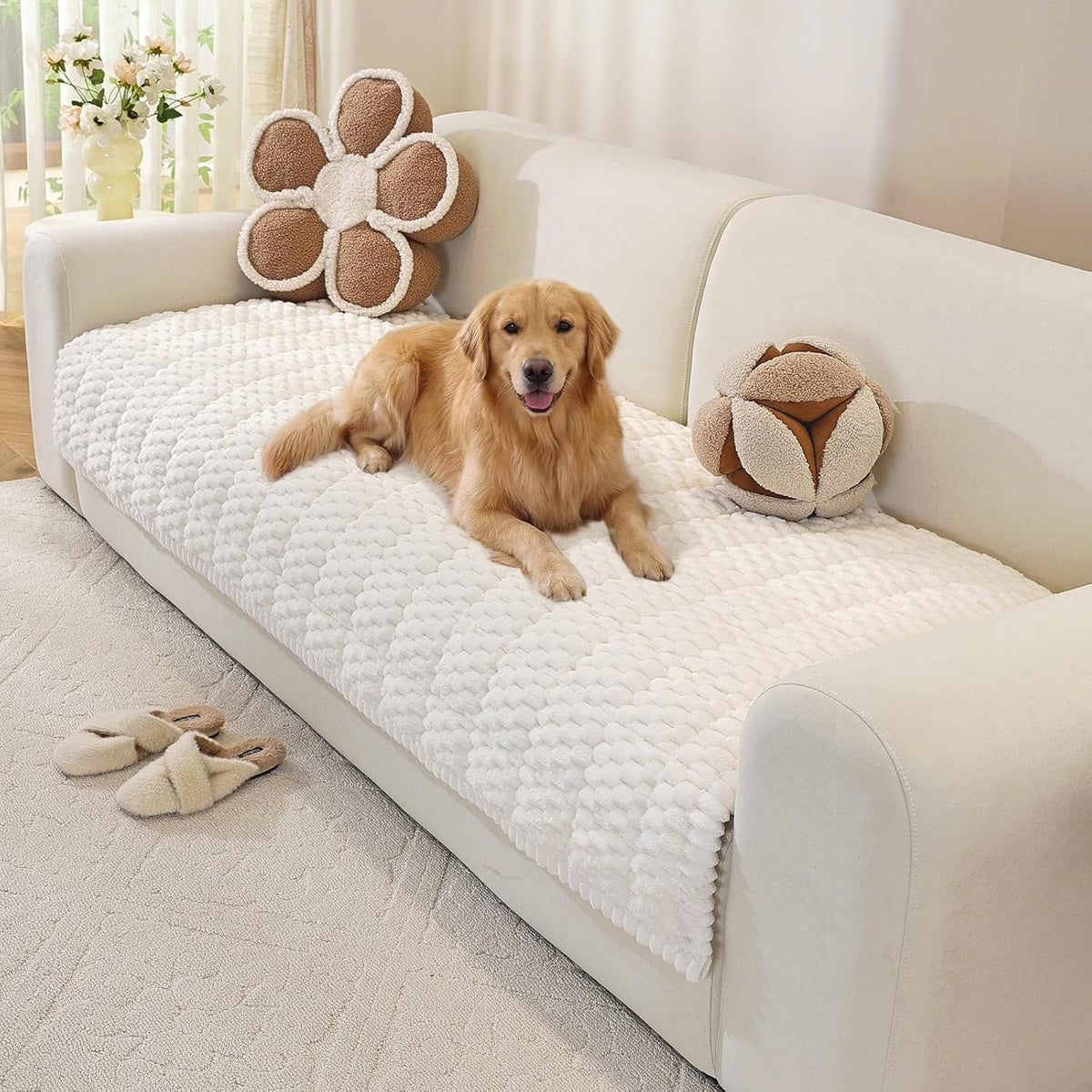 Couch Cover for Dogs, Washable Non Slip Sofa Cover for Pets | Soft Couch Covers for Sofa, Loveseat and Sectional, Furniture Protector Against Pet Hair & Dirt (27.6" x 59", Moss Green)