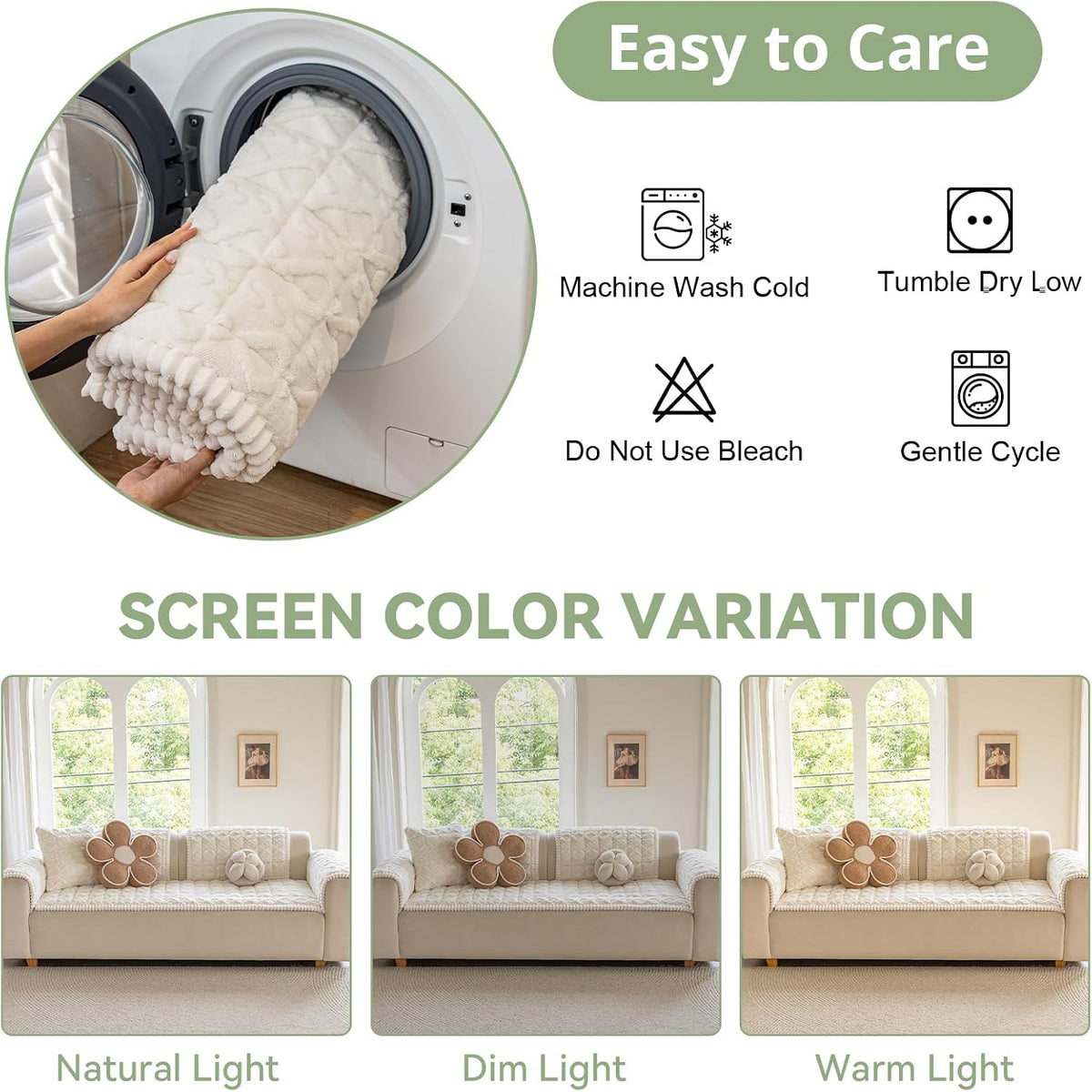 Couch Cover for Dogs, Washable Non Slip Sofa Cover for Pets | Soft Couch Covers for Sofa, Loveseat and Sectional, Furniture Protector Against Pet Hair & Dirt (27.6" x 59", Moss Green)