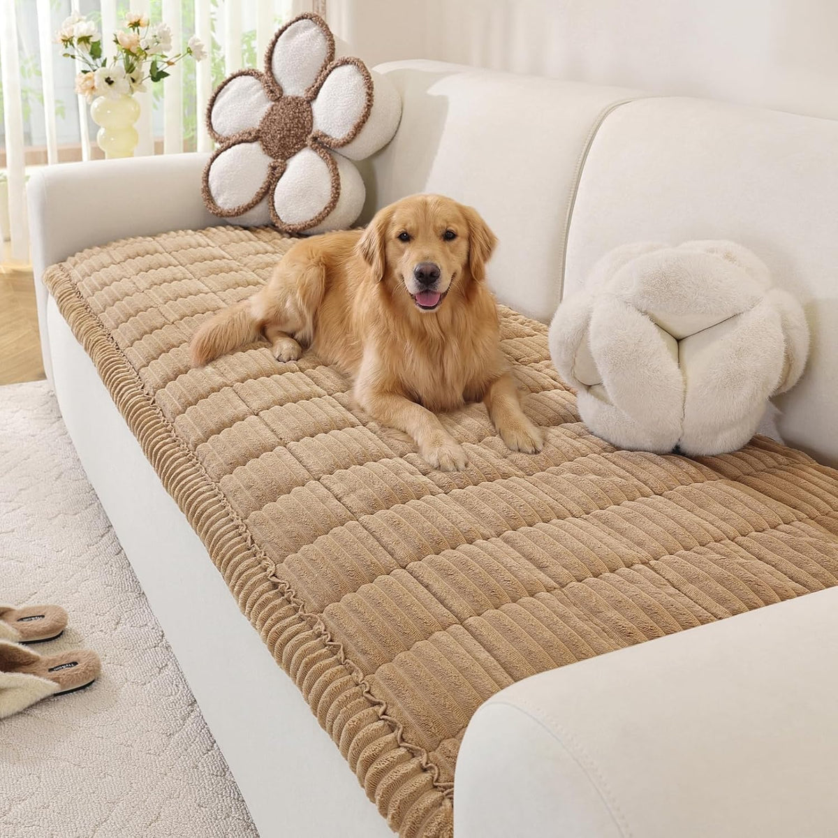 Couch Cover for Dogs, Washable Non Slip Sofa Cover for Pets | Soft Couch Covers for Sofa, Loveseat and Sectional, Furniture Protector Against Pet Hair & Dirt (27.6" x 59", Moss Green)