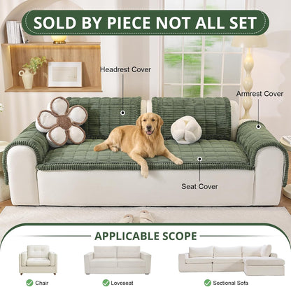 Couch Cover for Dogs, Washable Non Slip Sofa Cover for Pets | Soft Couch Covers for Sofa, Loveseat and Sectional, Furniture Protector Against Pet Hair & Dirt (27.6" x 59", Moss Green)