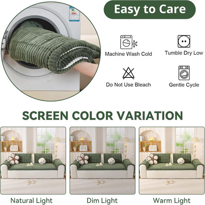 Couch Cover for Dogs, Washable Non Slip Sofa Cover for Pets | Soft Couch Covers for Sofa, Loveseat and Sectional, Furniture Protector Against Pet Hair & Dirt (27.6" x 59", Moss Green)