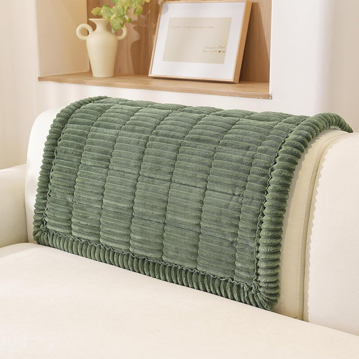 Couch Cover for Dogs, Washable Non Slip Sofa Cover for Pets | Soft Couch Covers for Sofa, Loveseat and Sectional, Furniture Protector Against Pet Hair & Dirt (27.6" x 59", Moss Green)