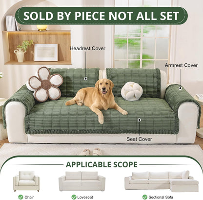 Couch Cover for Dogs, Washable Non Slip Sofa Cover for Pets | Soft Couch Covers for Sofa, Loveseat and Sectional, Furniture Protector Against Pet Hair & Dirt (27.6" x 59", Moss Green)