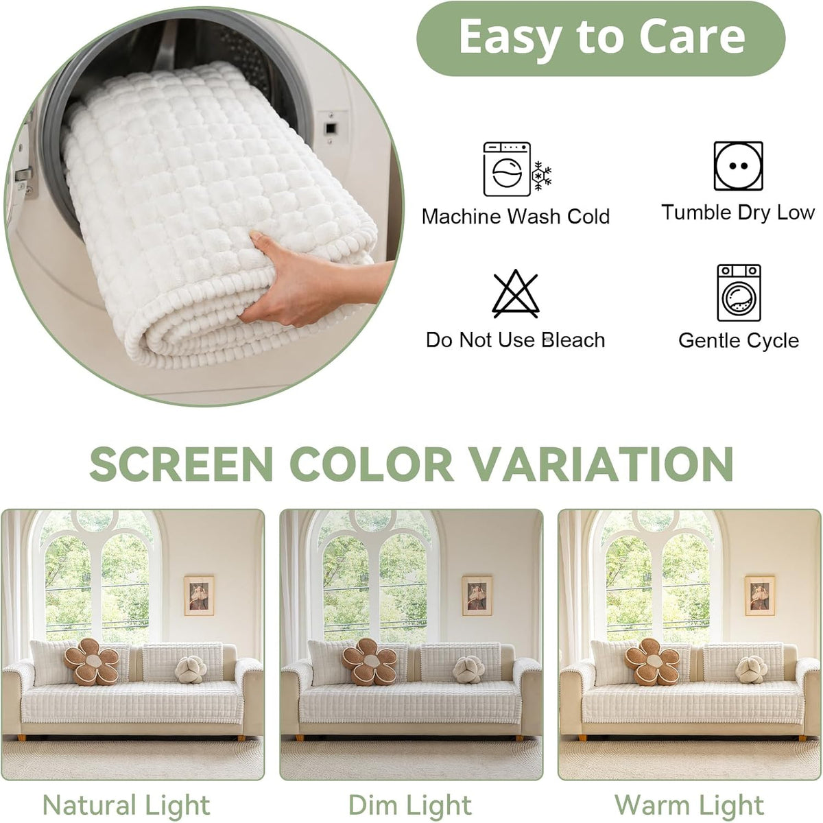 Couch Cover for Dogs, Washable Non Slip Sofa Cover for Pets | Soft Couch Covers for Sofa, Loveseat and Sectional, Furniture Protector Against Pet Hair & Dirt (27.6" x 59", Moss Green)