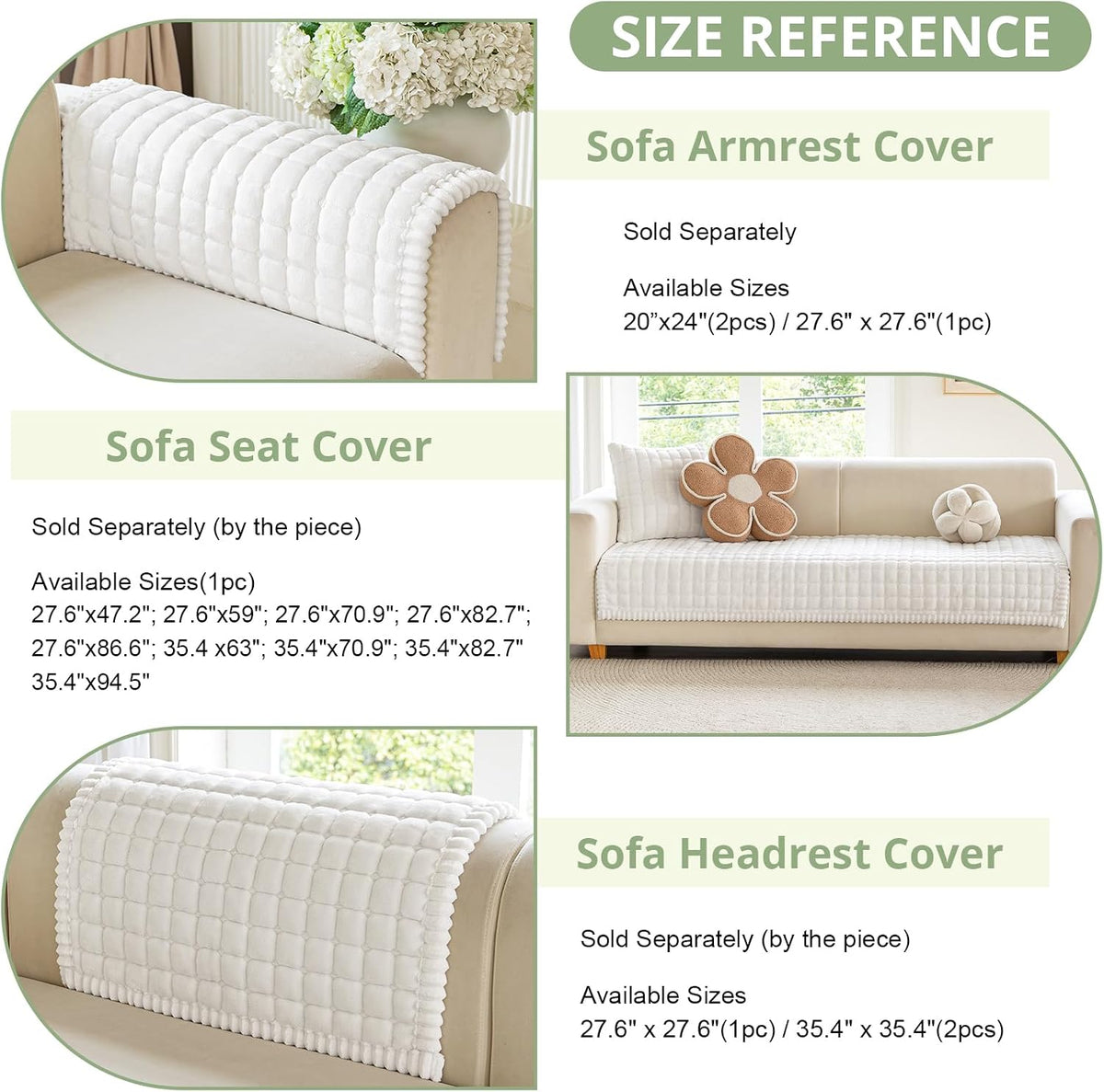 Couch Cover for Dogs, Washable Non Slip Sofa Cover for Pets | Soft Couch Covers for Sofa, Loveseat and Sectional, Furniture Protector Against Pet Hair & Dirt (27.6" x 59", Moss Green)