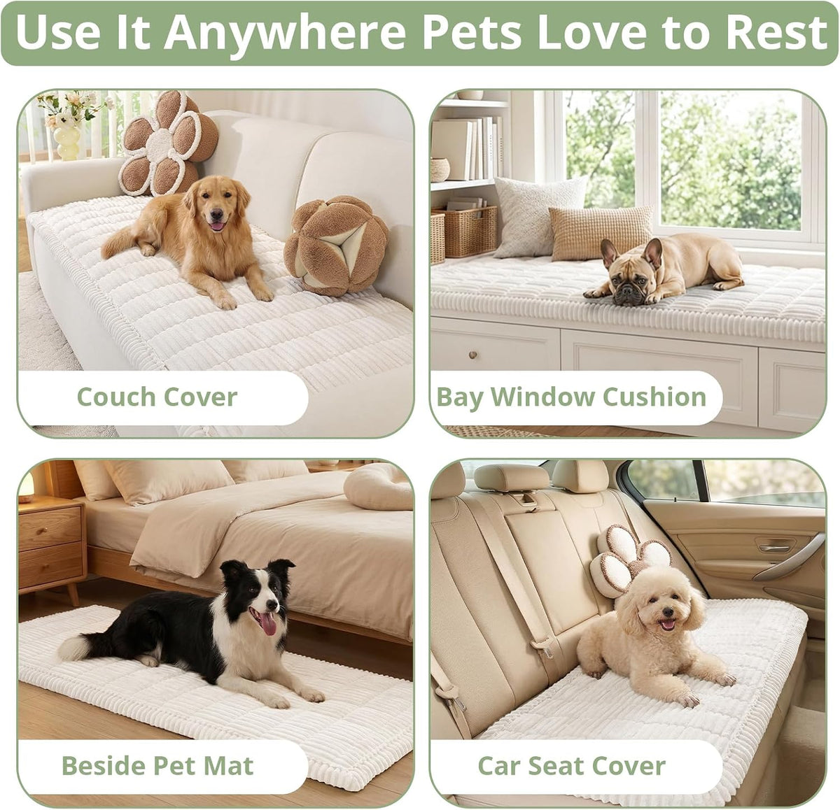 Couch Cover for Dogs, Washable Non Slip Sofa Cover for Pets | Soft Couch Covers for Sofa, Loveseat and Sectional, Furniture Protector Against Pet Hair & Dirt (27.6" x 59", Moss Green)