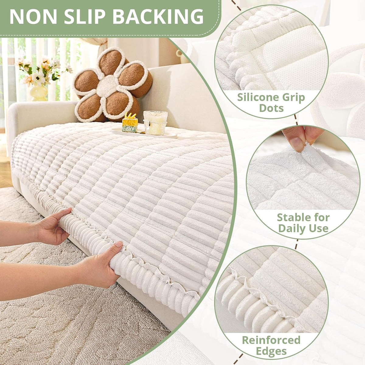 Couch Cover for Dogs, Washable Non Slip Sofa Cover for Pets | Soft Couch Covers for Sofa, Loveseat and Sectional, Furniture Protector Against Pet Hair & Dirt (27.6" x 59", Moss Green)