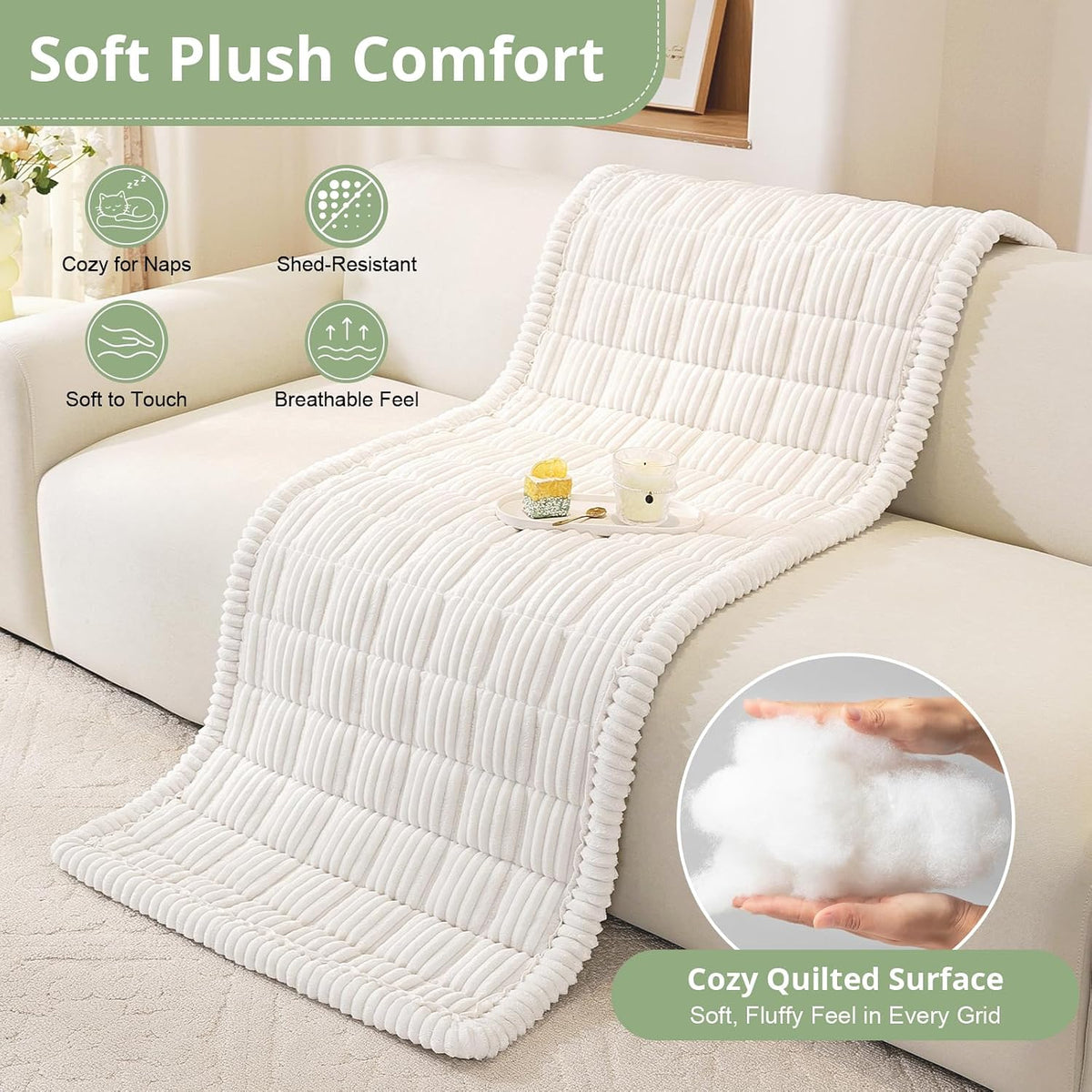 Couch Cover for Dogs, Washable Non Slip Sofa Cover for Pets | Soft Couch Covers for Sofa, Loveseat and Sectional, Furniture Protector Against Pet Hair & Dirt (27.6" x 59", Moss Green)