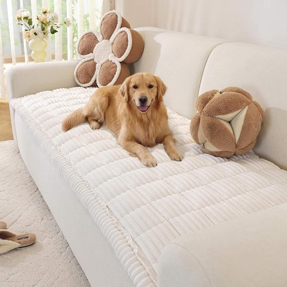 Couch Cover for Dogs, Washable Non Slip Sofa Cover for Pets | Soft Couch Covers for Sofa, Loveseat and Sectional, Furniture Protector Against Pet Hair & Dirt (27.6" x 59", Moss Green)