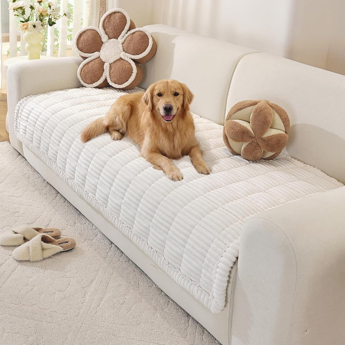 Couch Cover for Dogs, Washable Non Slip Sofa Cover for Pets | Soft Couch Covers for Sofa, Loveseat and Sectional, Furniture Protector Against Pet Hair & Dirt (27.6" x 59", Moss Green)
