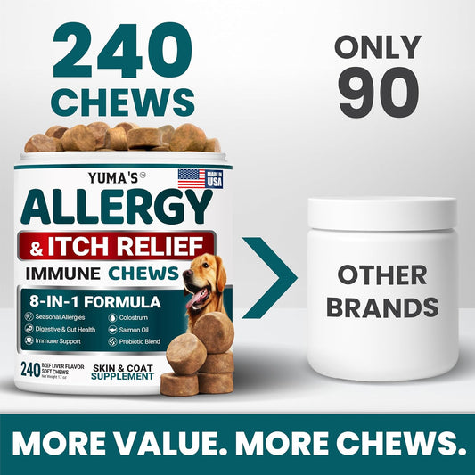Dog Allergy Relief Chews - 240 Immune Treats, Dog Itching Skin Relief Pills