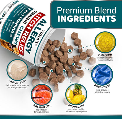 Dog Allergy Relief Chews - 240 Immune Treats, Dog Itching Skin Relief Pills