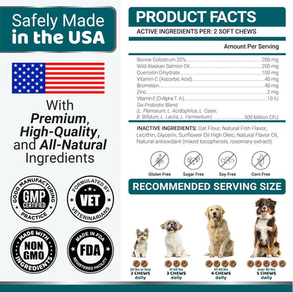 Dog Allergy Relief Chews - 240 Immune Treats, Dog Itching Skin Relief Pills