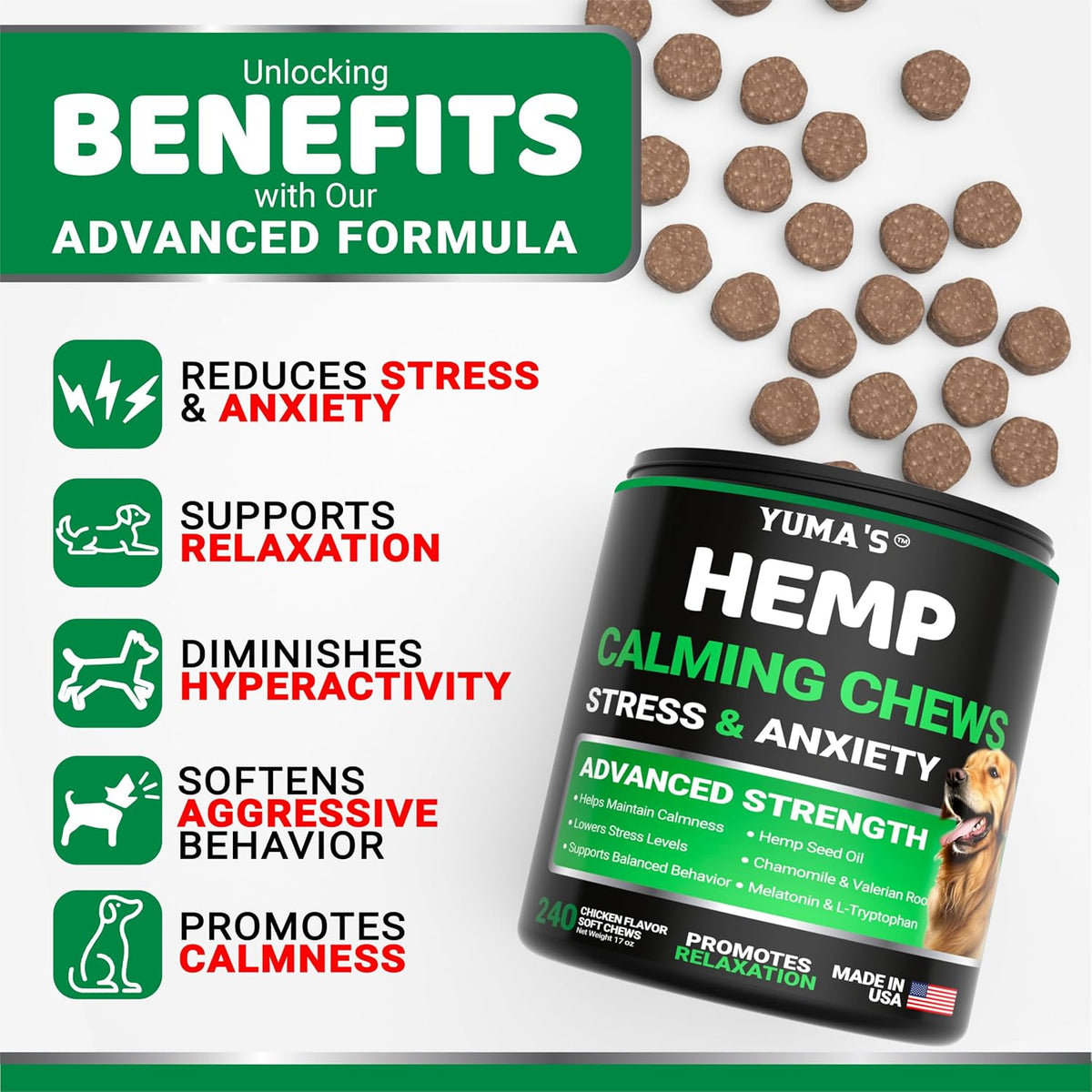 Dog Allergy Relief Chews - 240 Immune Treats, Dog Itching Skin Relief Pills