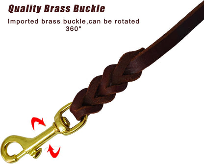 Leather Dog Leash for Small Dogs 6ft,Thin Leather Braied Dog Leash, Soft Genuine Leather Dog Training Leash for Small & Medium Dogs （3/8" X 6', Brown）
