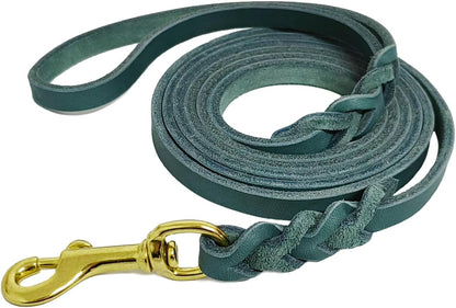 Leather Dog Leash for Small Dogs 6ft,Thin Leather Braied Dog Leash, Soft Genuine Leather Dog Training Leash for Small & Medium Dogs （3/8" X 6', Brown）
