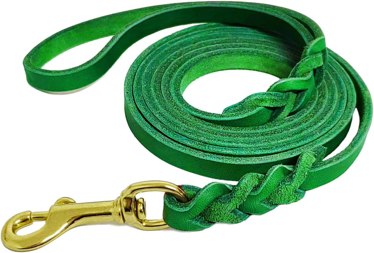 Leather Dog Leash for Small Dogs 6ft,Thin Leather Braied Dog Leash, Soft Genuine Leather Dog Training Leash for Small & Medium Dogs （3/8" X 6', Brown）