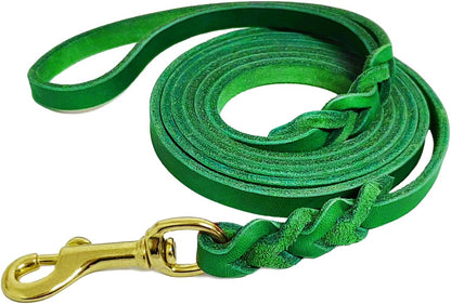 Leather Dog Leash for Small Dogs 6ft,Thin Leather Braied Dog Leash, Soft Genuine Leather Dog Training Leash for Small & Medium Dogs （3/8" X 6', Brown）