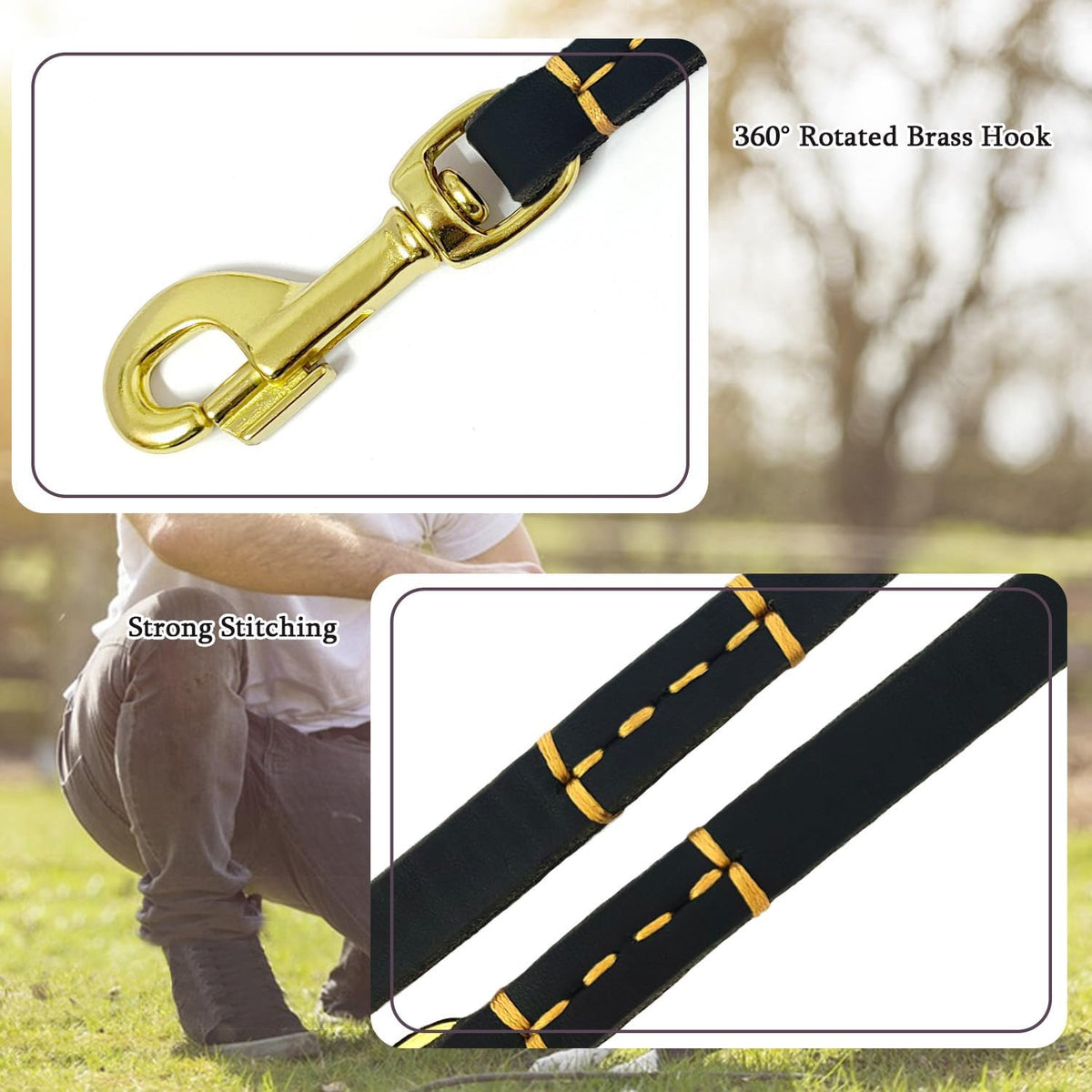 Leather Dog Leash for Small Dogs 6ft,Thin Leather Braied Dog Leash, Soft Genuine Leather Dog Training Leash for Small & Medium Dogs （3/8" X 6', Brown）