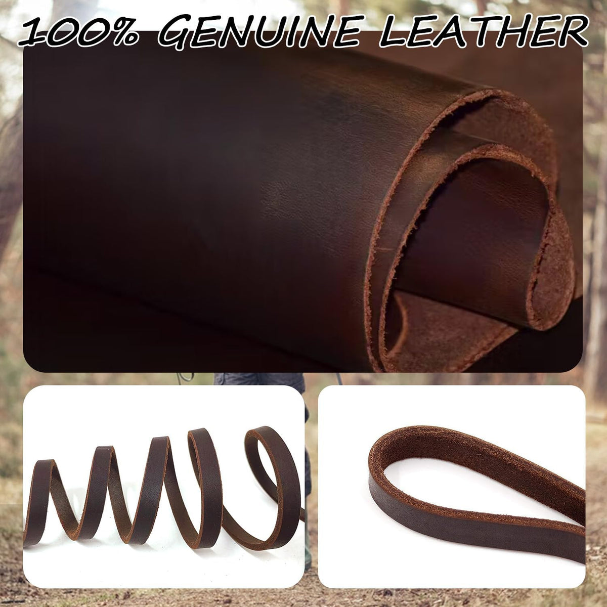 Leather Dog Leash for Small Dogs 6ft,Thin Leather Braied Dog Leash, Soft Genuine Leather Dog Training Leash for Small & Medium Dogs （3/8" X 6', Brown）