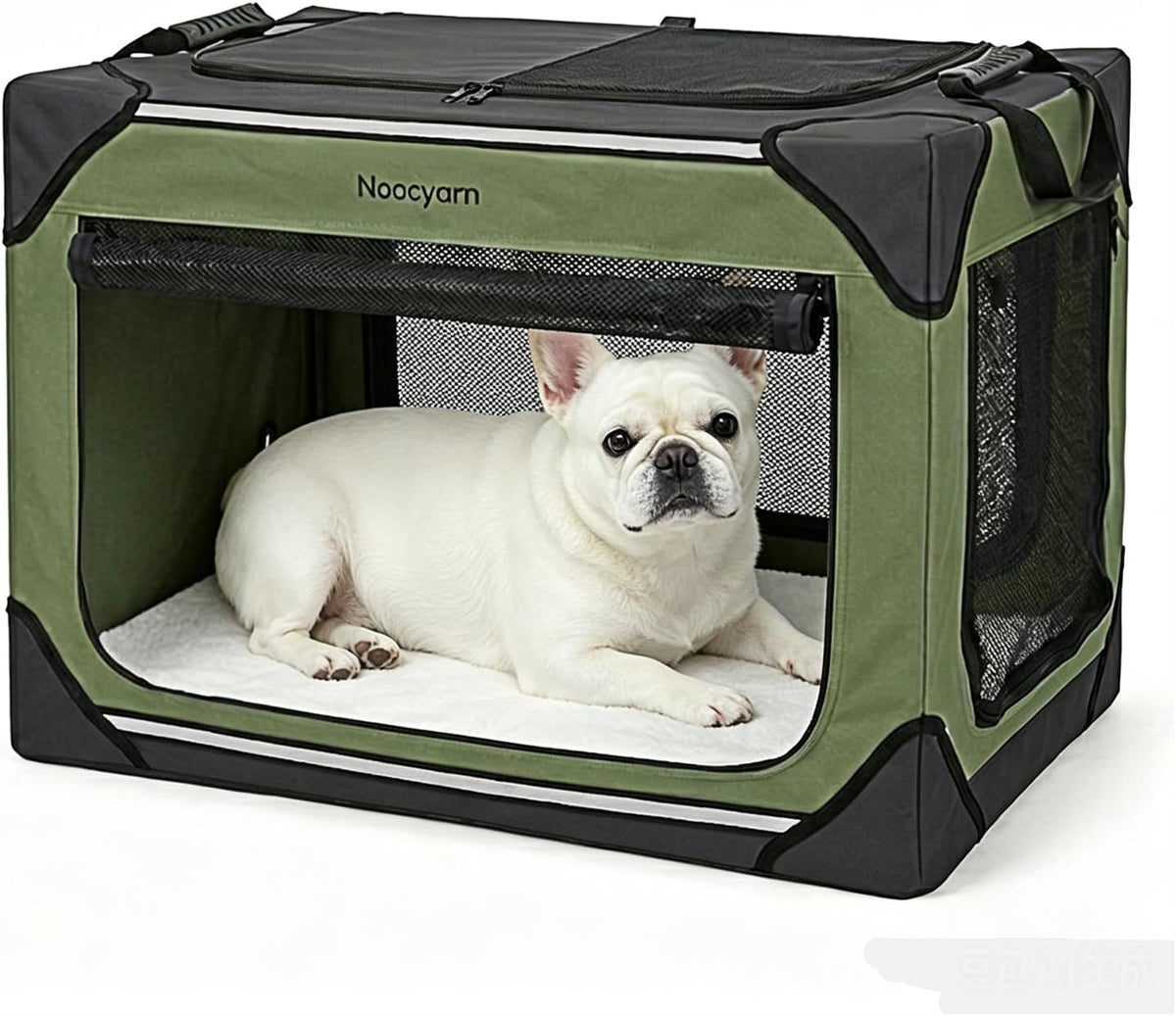 Collapsible Soft Dog Crate 36 Inch, Portable Travel Pet Crate for Large Dogs with 4-Door Mesh, Large Dog Kennel Indoor & Outdoor, Light Grey