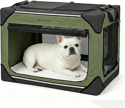 Collapsible Soft Dog Crate 36 Inch, Portable Travel Pet Crate for Large Dogs with 4-Door Mesh, Large Dog Kennel Indoor & Outdoor, Light Grey