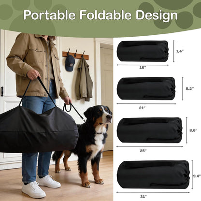 Collapsible Soft Dog Crate 36 Inch, Portable Travel Pet Crate for Large Dogs with 4-Door Mesh, Large Dog Kennel Indoor & Outdoor, Light Grey