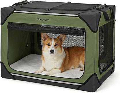 Collapsible Soft Dog Crate 36 Inch, Portable Travel Pet Crate for Large Dogs with 4-Door Mesh, Large Dog Kennel Indoor & Outdoor, Light Grey