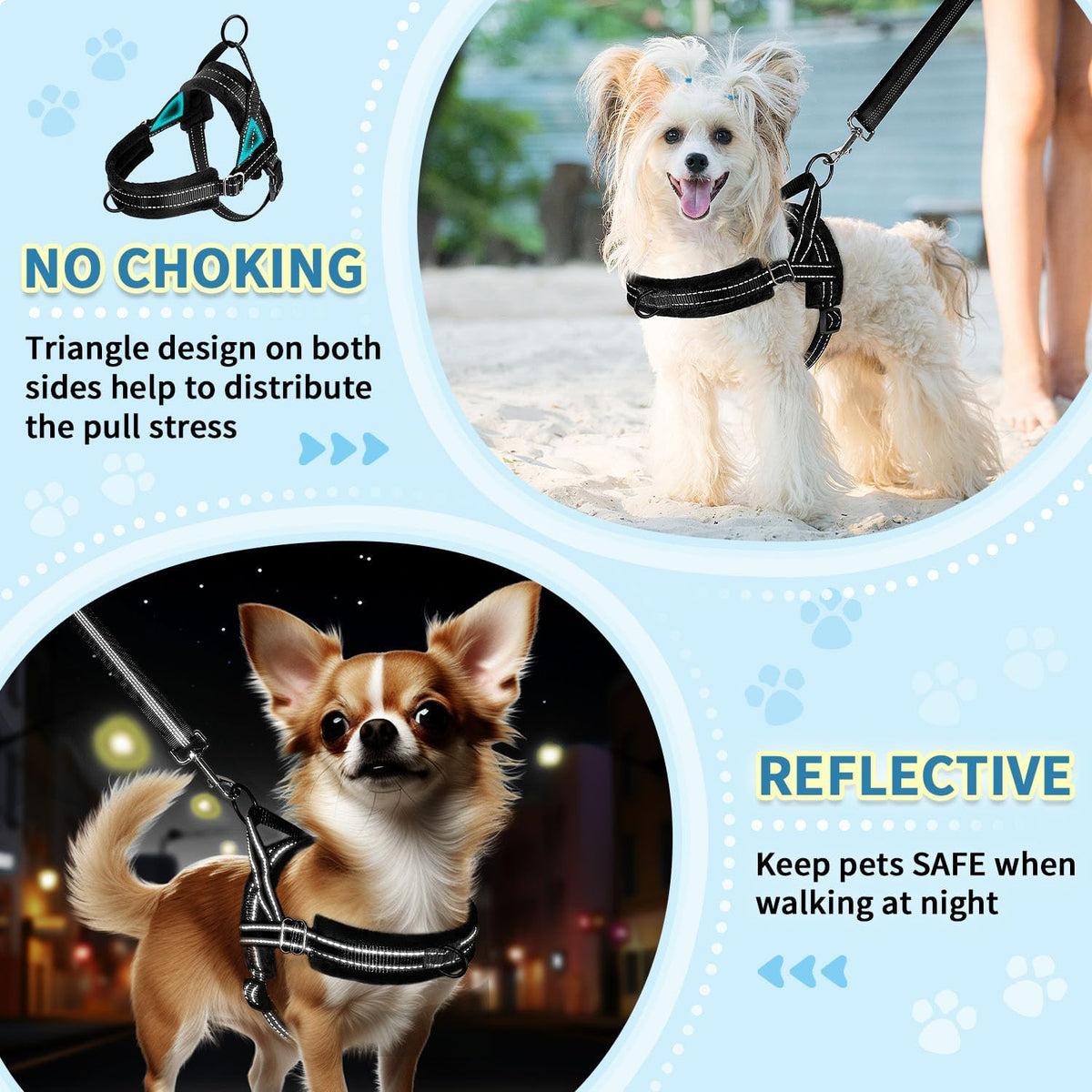 No Pull Small Dog Harness and Leash Set with Front Clip