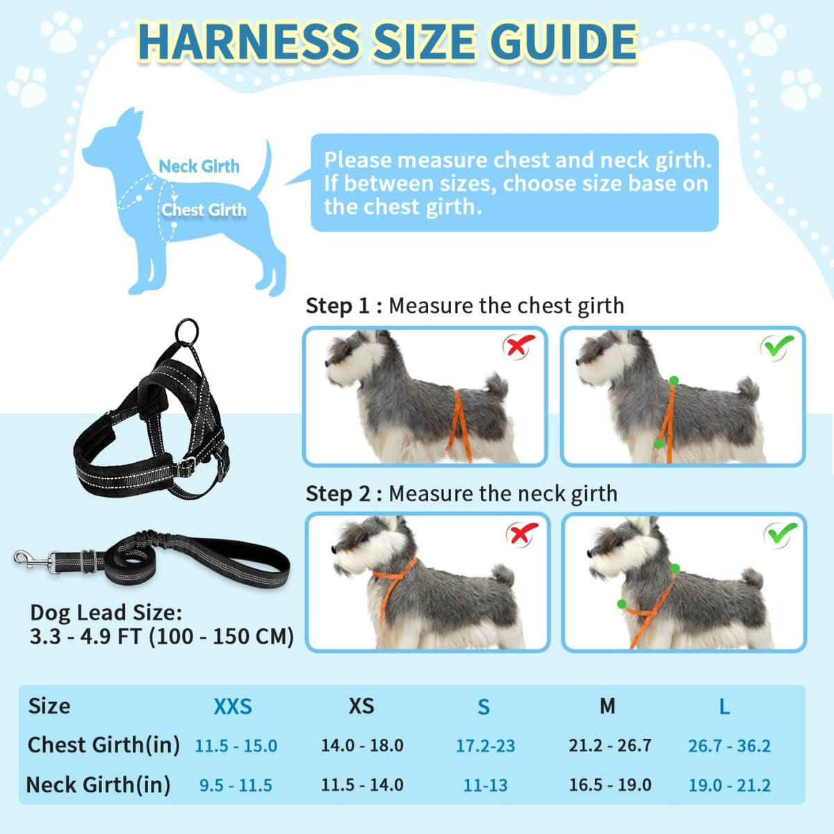 No Pull Small Dog Harness and Leash Set with Front Clip