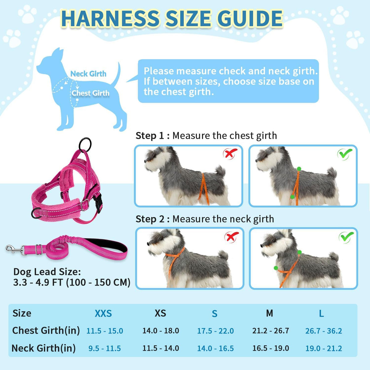 No Pull Small Dog Harness and Leash Set with Front Clip