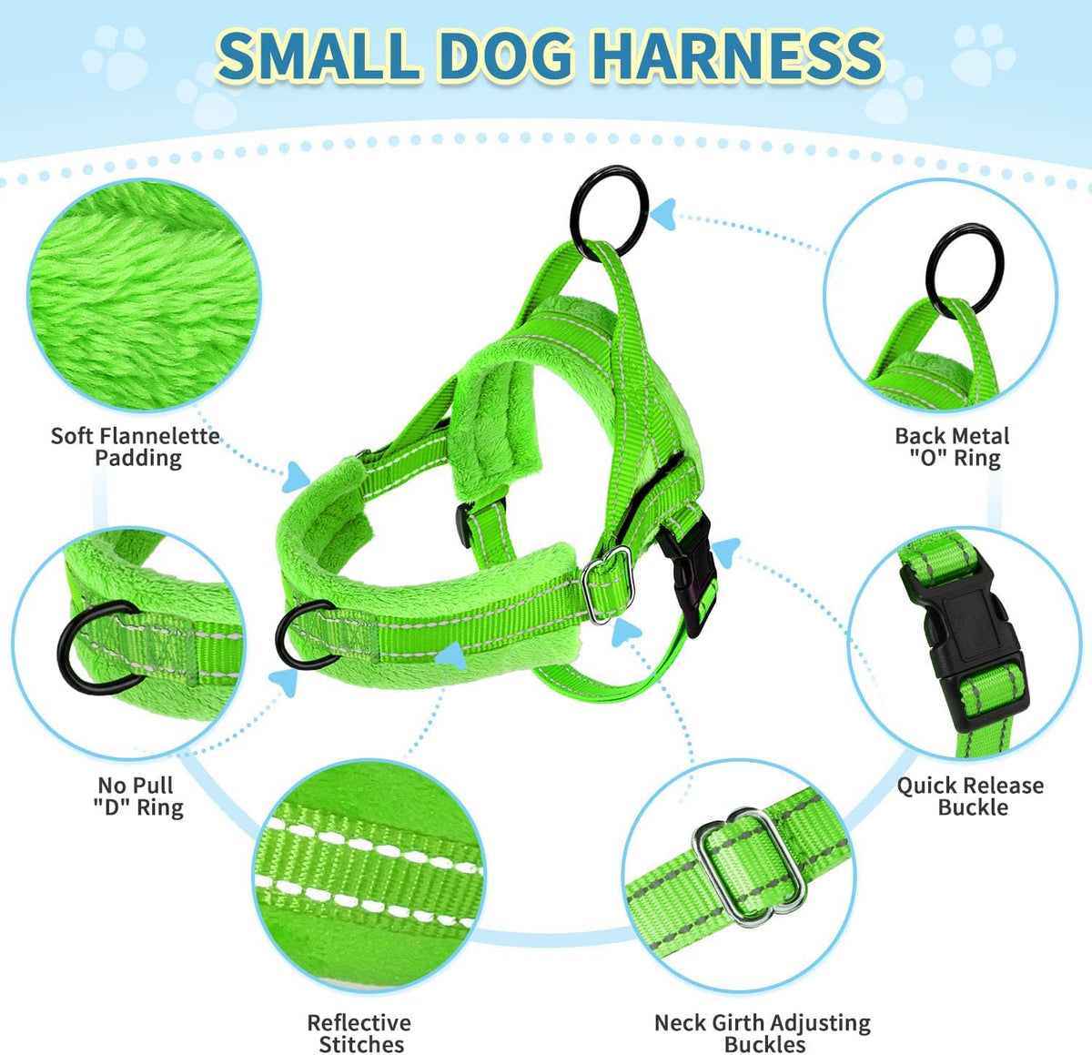 No Pull Small Dog Harness and Leash Set with Front Clip