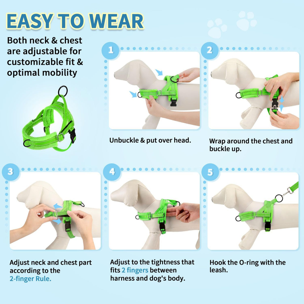 No Pull Small Dog Harness and Leash Set with Front Clip
