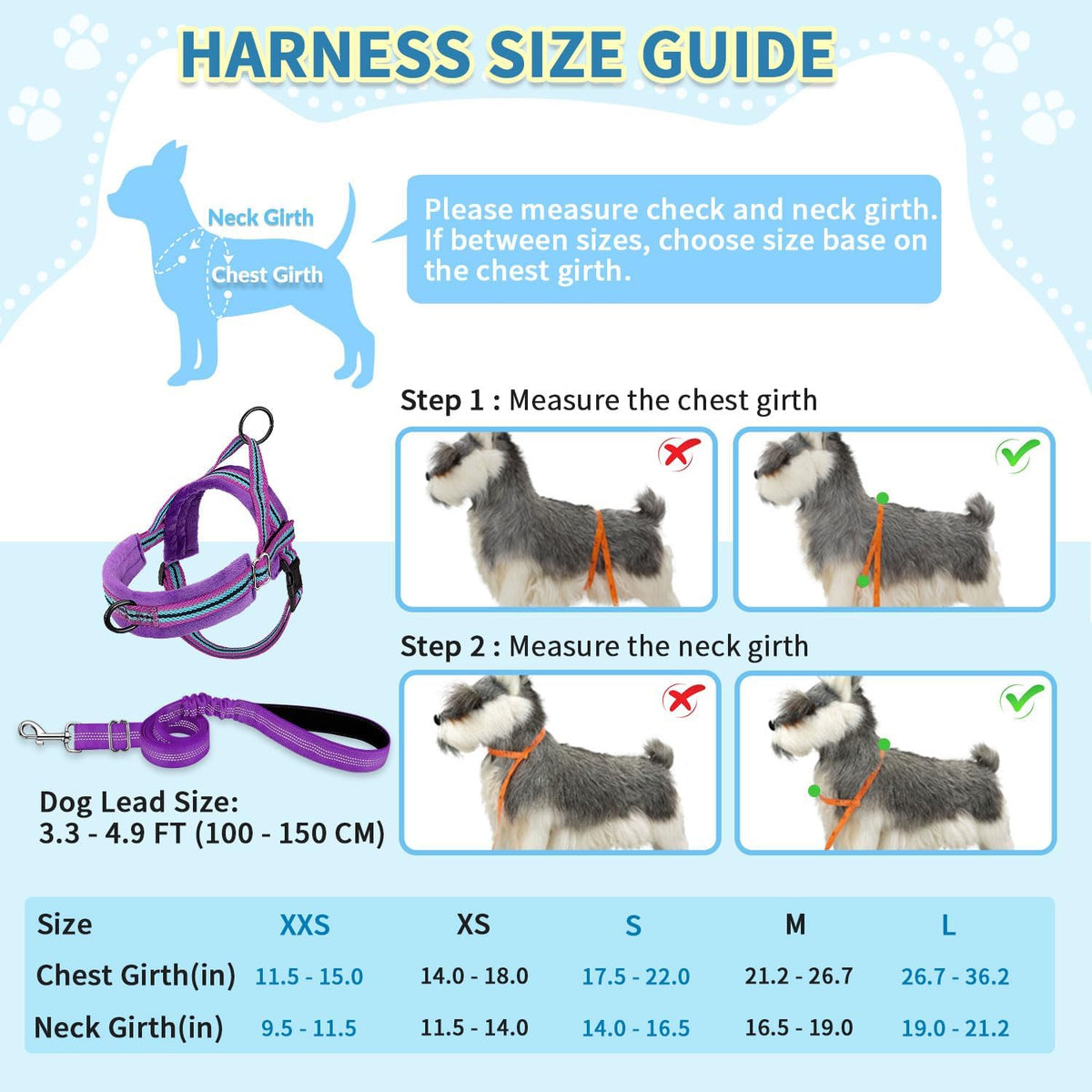 No Pull Small Dog Harness and Leash Set with Front Clip