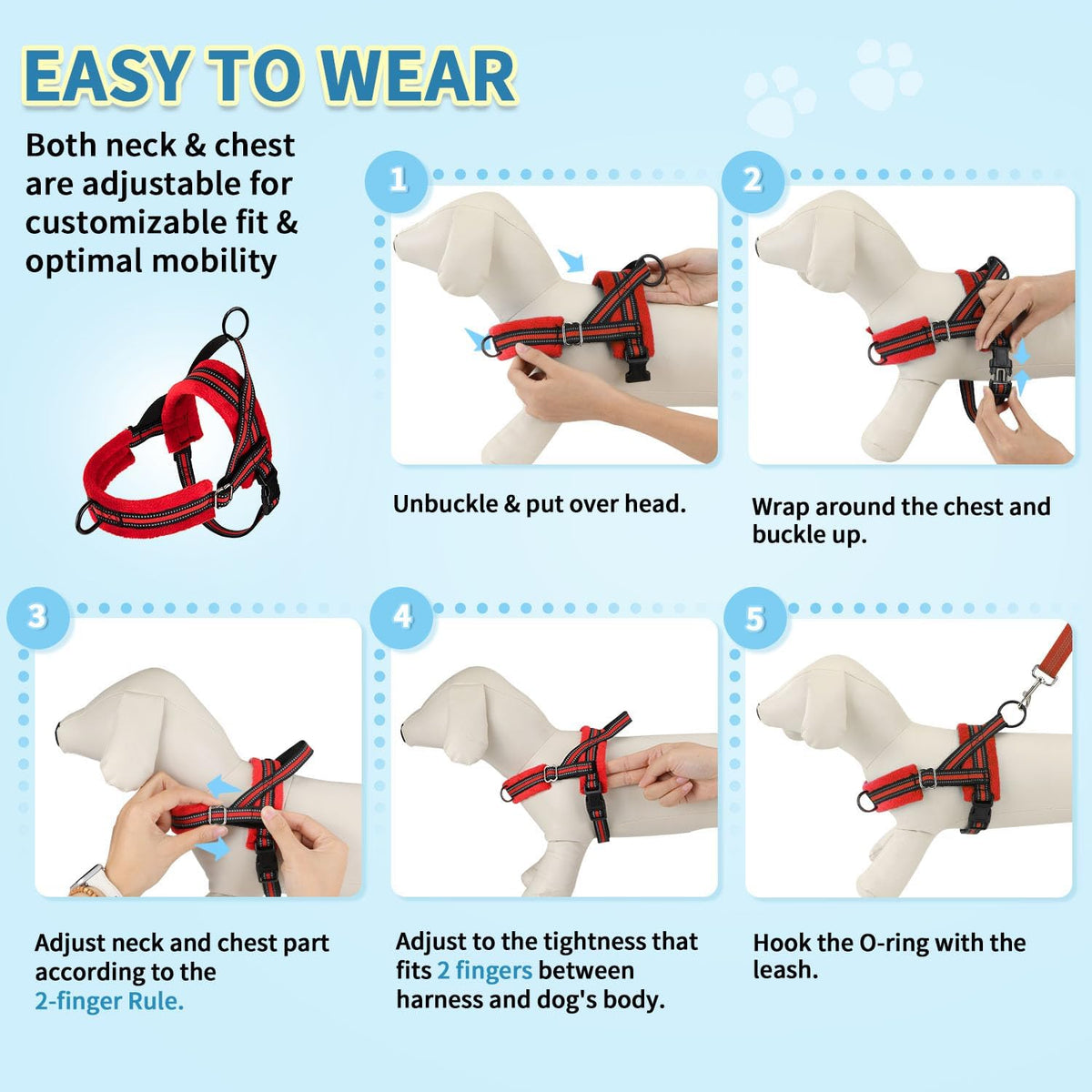 No Pull Small Dog Harness and Leash Set with Front Clip