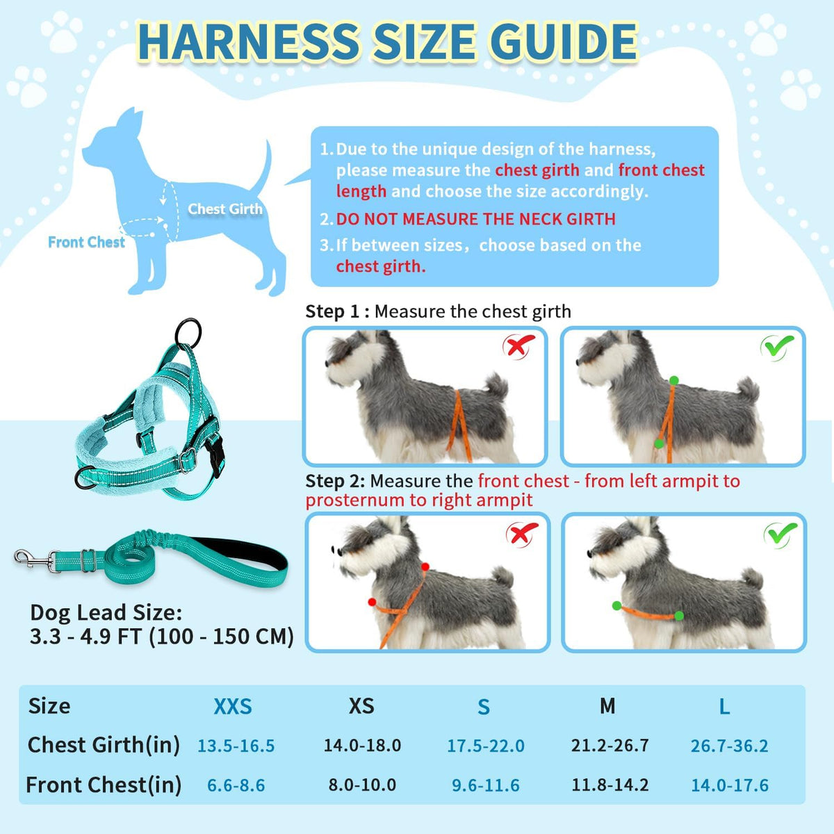 No Pull Small Dog Harness and Leash Set with Front Clip