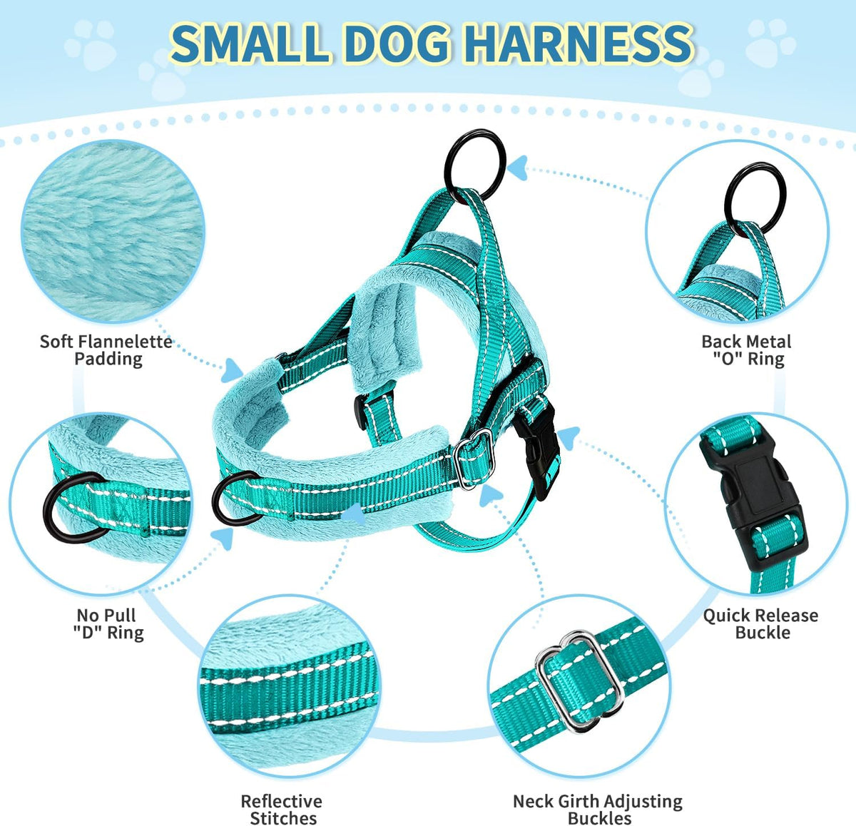 No Pull Small Dog Harness and Leash Set with Front Clip