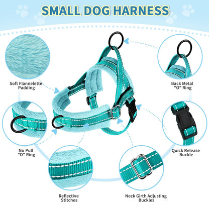 No Pull Small Dog Harness and Leash Set with Front Clip