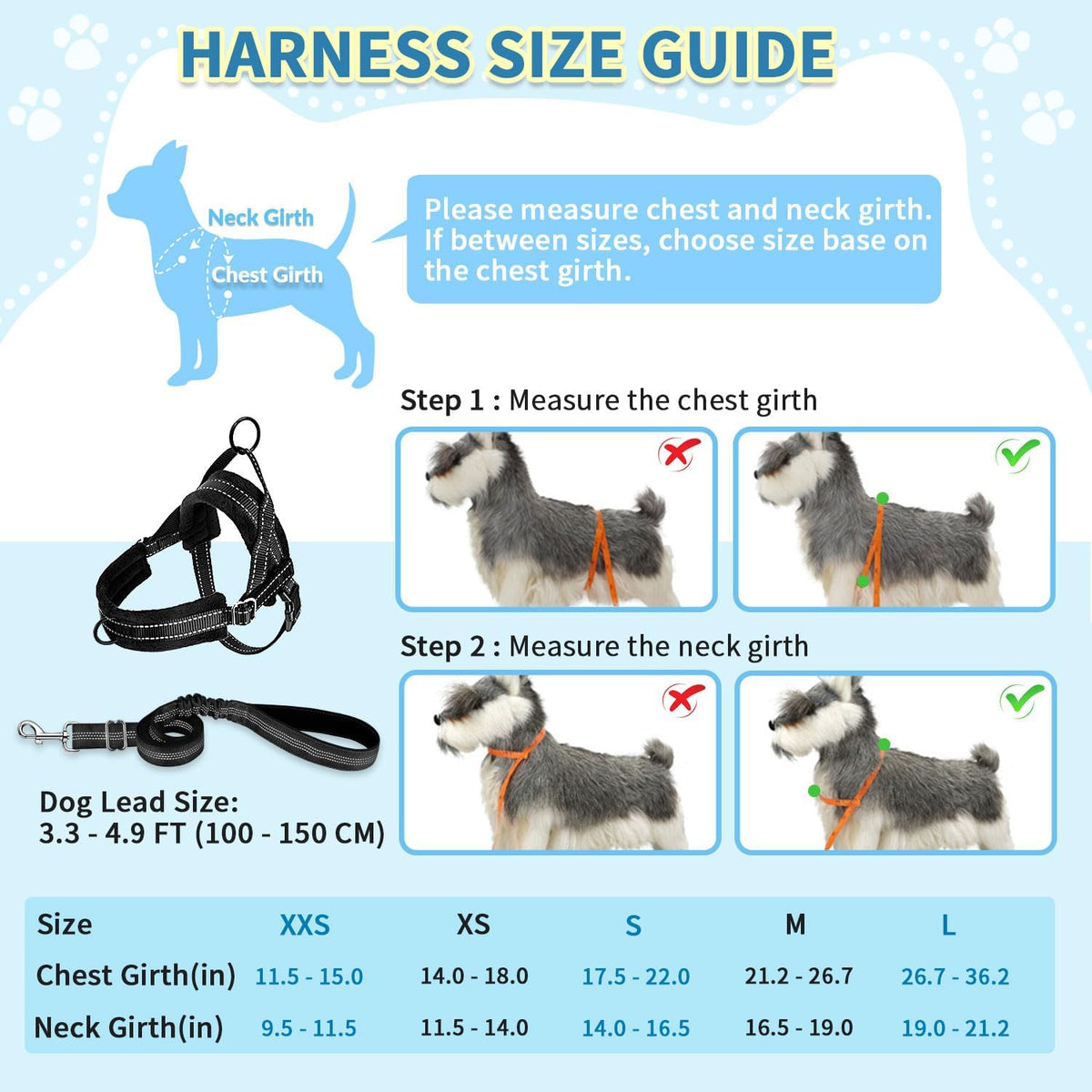 No Pull Small Dog Harness and Leash Set with Front Clip
