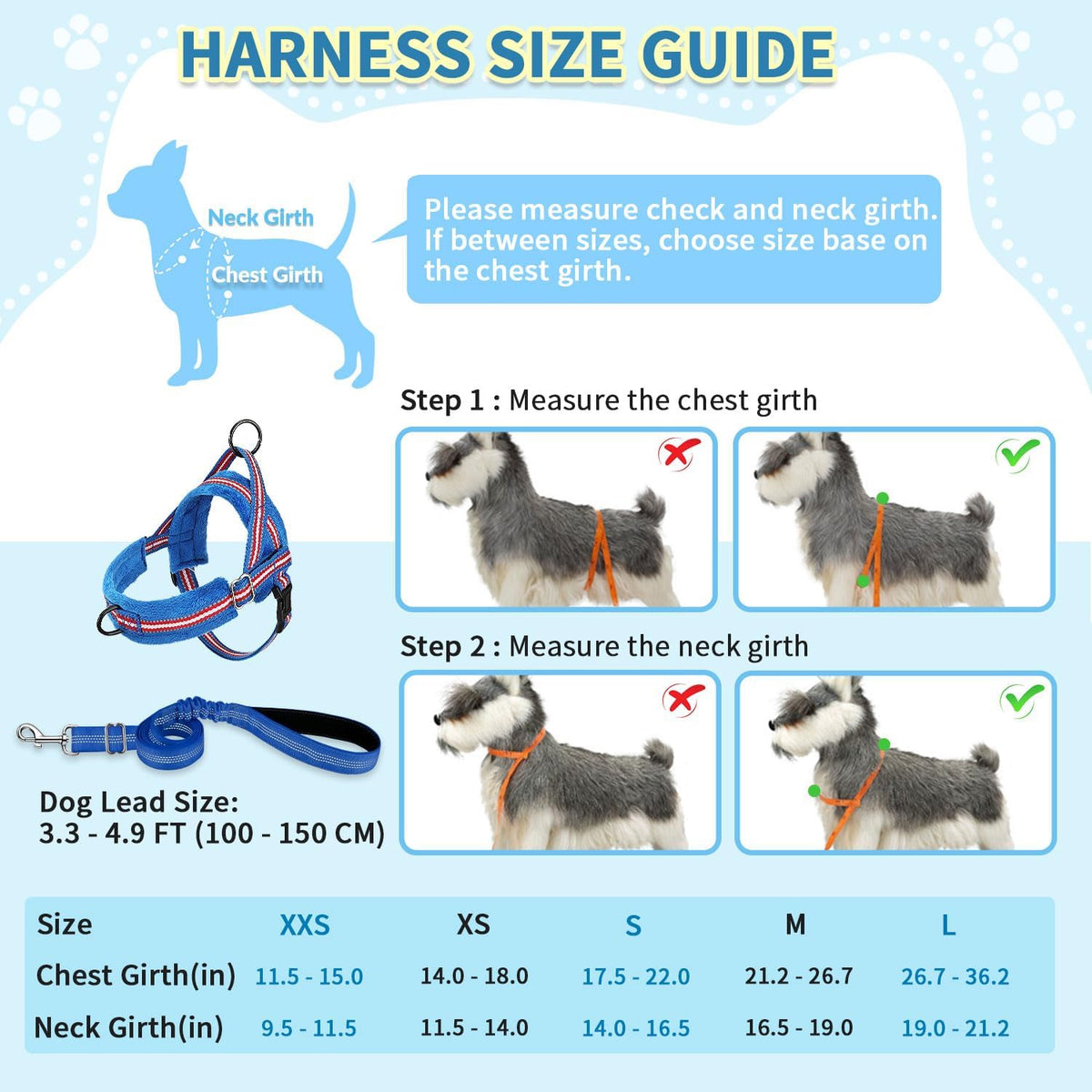 No Pull Small Dog Harness and Leash Set with Front Clip