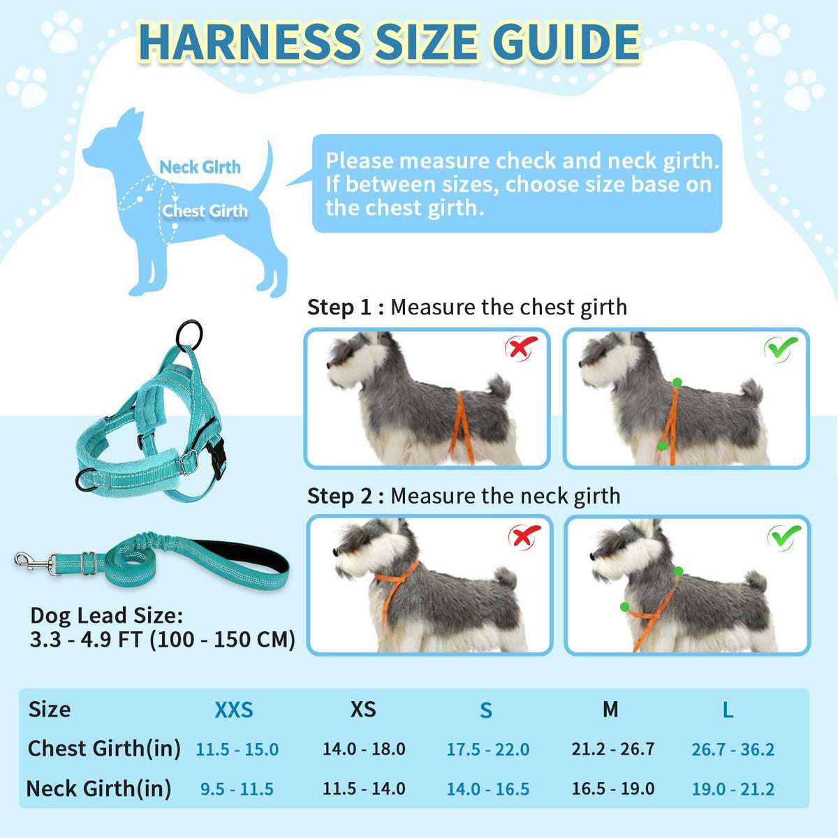 No Pull Small Dog Harness and Leash Set with Front Clip
