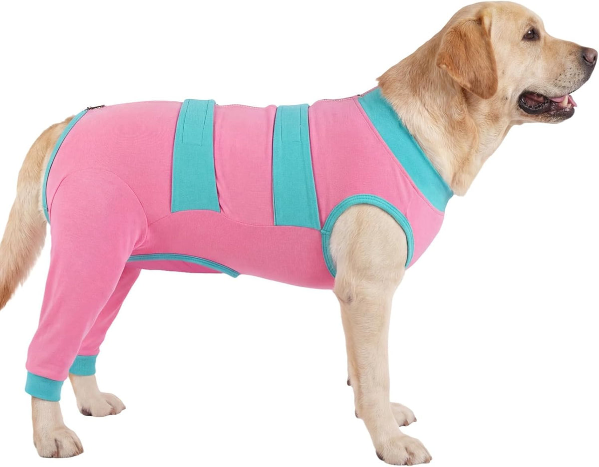 Dog Recovery Suit, Spay/Neuter Surgery Onesie for Dogs, Pink, XL