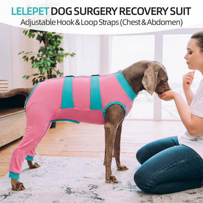 Dog Recovery Suit, Spay/Neuter Surgery Onesie for Dogs, Pink, XL