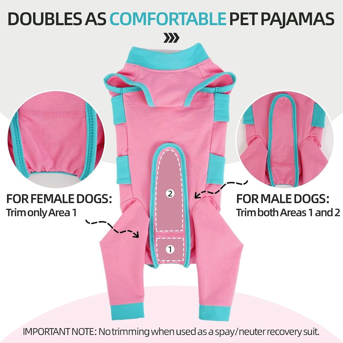 Dog Recovery Suit, Spay/Neuter Surgery Onesie for Dogs, Pink, XL