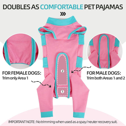 Dog Recovery Suit, Spay/Neuter Surgery Onesie for Dogs, Pink, XL