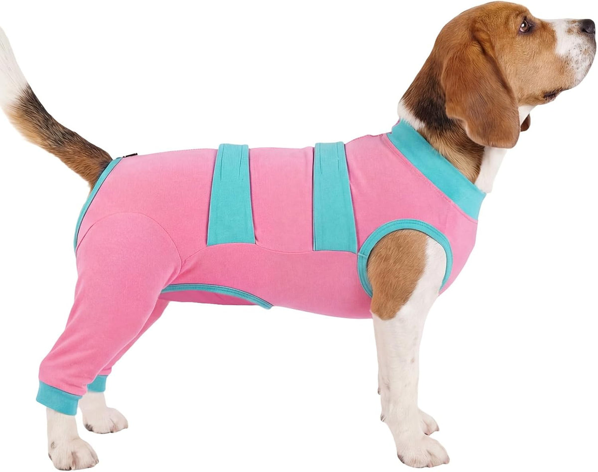 Dog Recovery Suit, Spay/Neuter Surgery Onesie for Dogs, Pink, XL